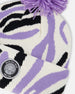 Lined Knit Pompom Hat Black, White And Lilac - H10Z63_000