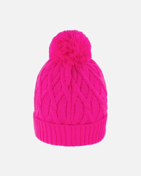 Lined Knit Pompom Hat Fuchsia - H10Z65_699