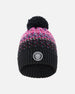 Lined Knit Pompom Hat Black And Pink - H10Z66_000