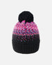 Lined Knit Pompom Hat Black And Pink - H10Z66_000