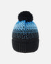 Winter Knit Pompom Hat With Lining Black And Blue - H10Z67_000