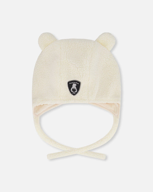 Lined Baby Sherpa Hat With Ear Flaps Off-White - H10ZA01_165