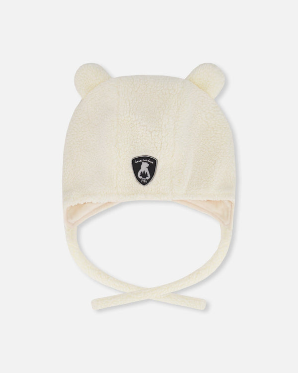 Lined Baby Sherpa Hat With Ear Flaps Off-White - H10ZA01_165