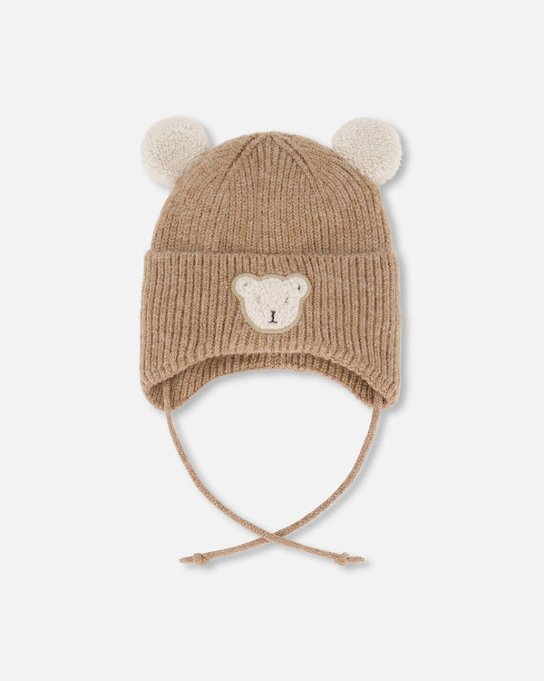 Lined Baby Winter Knit Hat With Ear Flaps Brown - H10ZA03_919