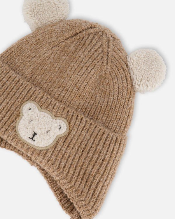 Lined Baby Winter Knit Hat With Ear Flaps Brown - H10ZA03_919