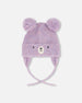 Lined Baby Knit Hat With Pompoms Purple Gray - H10ZA05_591