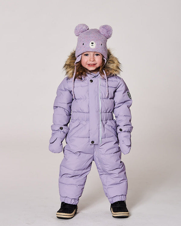 Lined Baby Knit Hat With Pompoms Purple Gray - H10ZA05_591