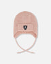 Lined Baby Knit Hat With Ears And Strings Dusty Pink - H10ZA07_637
