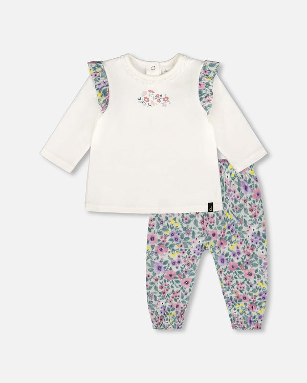 Organic Cotton Off-White Top And Muslin Pants Set - H20A11_101