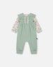 Organic Cotton Bodysuit And Sleeveless Overalls Set Jade Green - H20A12_325