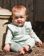 Organic Cotton Bodysuit And Sleeveless Overalls Set Jade Green - H20A12_325