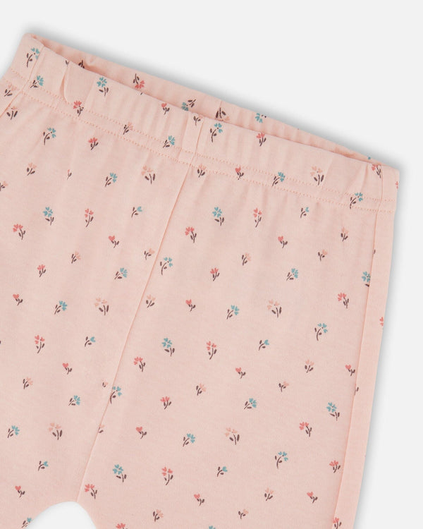 Organic Cotton Pant With Top Set Pink Mini Floral - H20B11_047