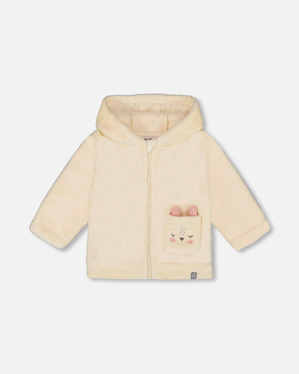 Plush Hooded Jacket Off White - H20B30_101