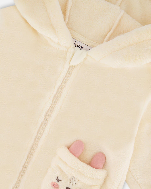 Plush Hooded Jacket Off White - H20B30_101