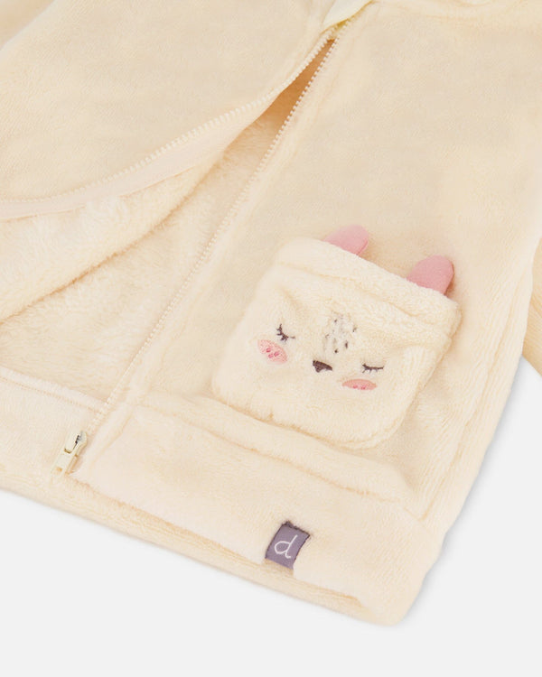 Plush Hooded Jacket Off White - H20B30_101