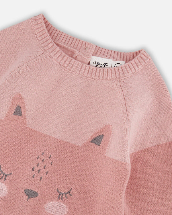 Knitted Bi-Color Cat Romper Old Pink - H20BT42_000