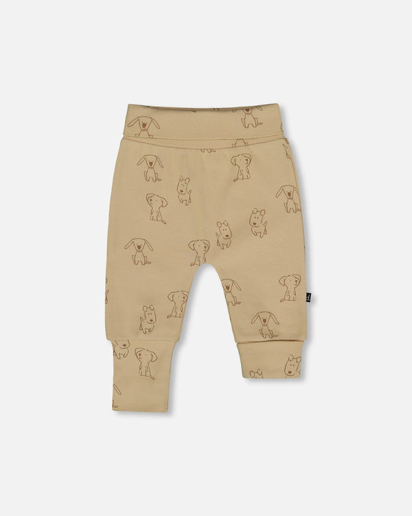 Organic Cotton Evolutive Pants Beige Printed Dogs - H20C20_043