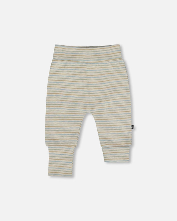 Organic Cotton Evolutive Pants Striped Heather Beige And Gray - H20C20_193