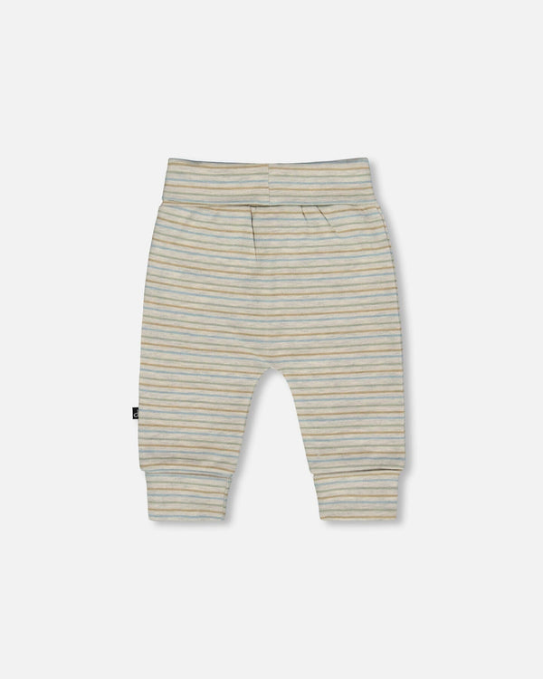 Organic Cotton Evolutive Pants Striped Heather Beige And Gray - H20C20_193