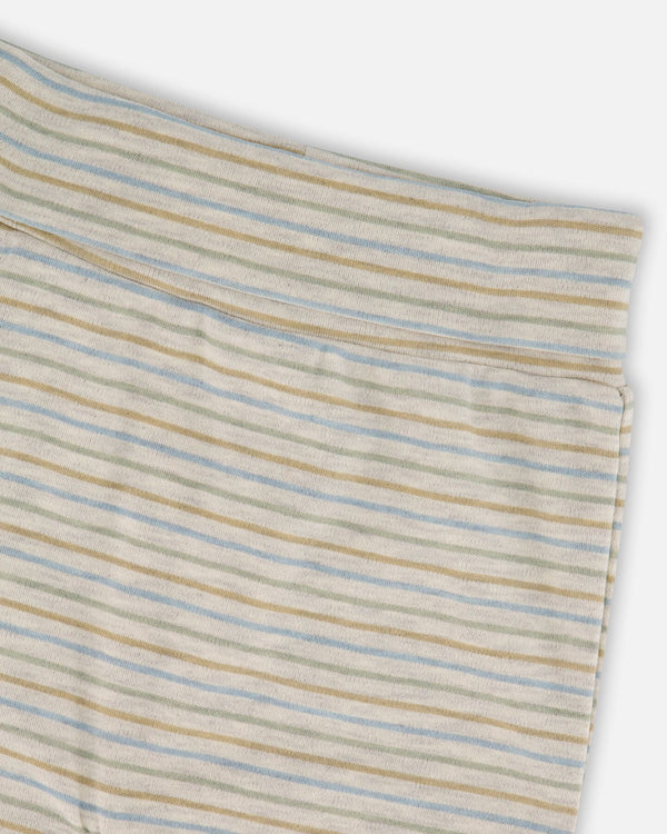 Organic Cotton Evolutive Pants Striped Heather Beige And Gray - H20C20_193