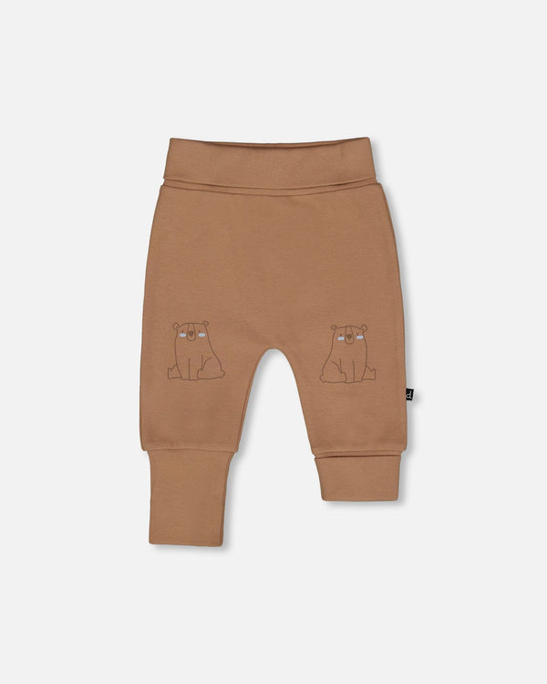 Organic Cotton Evolutive Pants Brown With Bears - H20C20_915