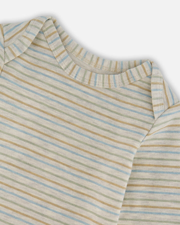 Organic Cotton Onesie With Overalls Set Beige Printed Dogs - H20C43_043