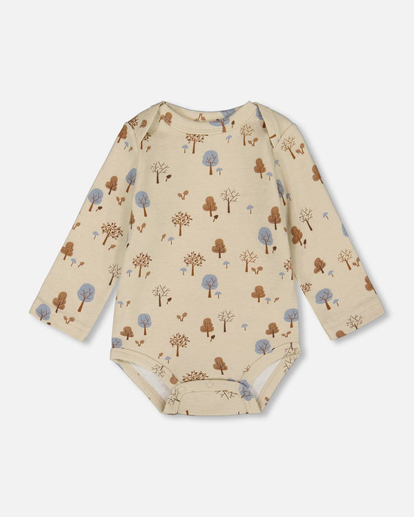 Organic Cotton Onesie Beige Tree Print - H20C70_052