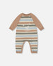 Knitted Romper Blue And Green Stripes - H20CT40_000