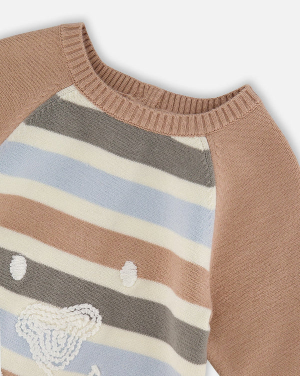 Knitted Romper Blue And Green Stripes - H20CT40_000