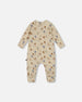 Organic Cotton Zipped Romper Beige Tree Print - H20D42_052