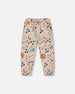 Glittering French Terry Sweatpant Beige Cat Print - H20E21_055