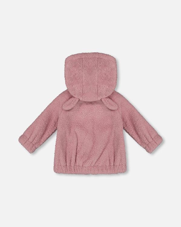 Hooded Full Zip Cat Plush Jacket Dusty Pink - H20E30_514