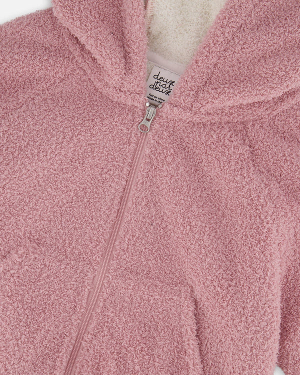 Hooded Full Zip Cat Plush Jacket Dusty Pink - H20E30_514