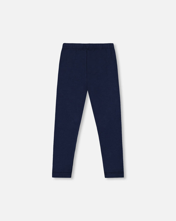 Organic Cotton Jersey Leggings Dark Blue With Cats - H20E60_499