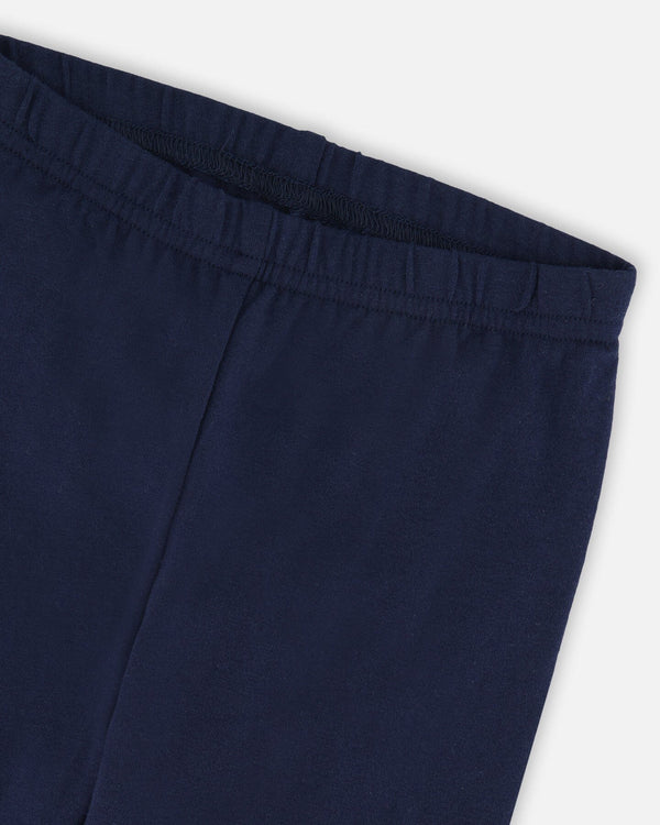 Organic Cotton Jersey Leggings Dark Blue With Cats - H20E60_499