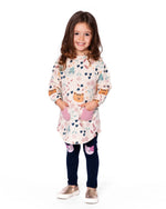 Glittering French Terry Dress Beige Printed Cat - H20E87_055