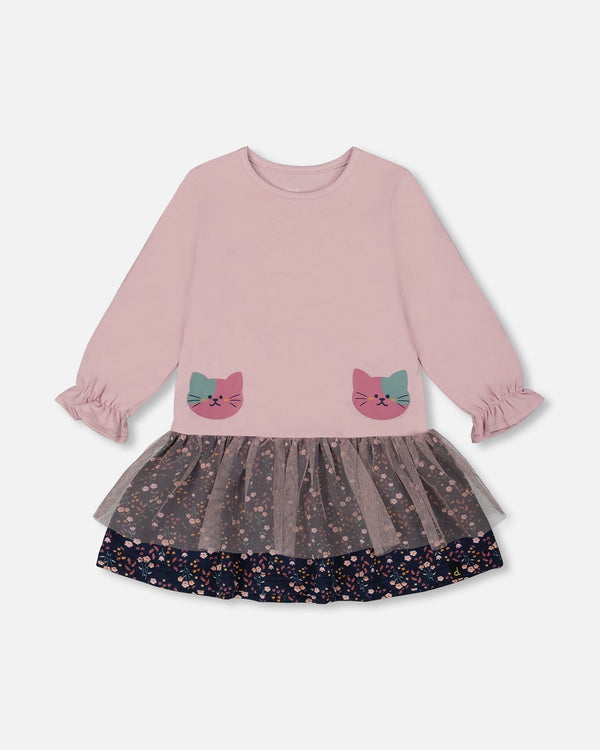 Bi-Material Dress Dusty Pink - H20E88_514