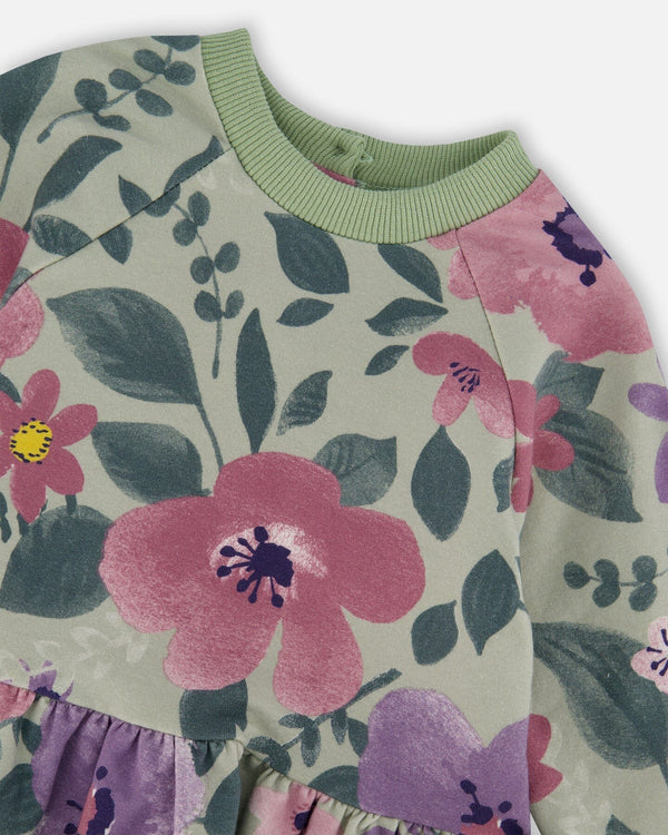 Stretch Fleece Sweatshirt Sage Floral - H20F30_046