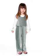 Stretch Velour Faux-Layered Overalls Jade Green - H20F41_325