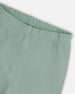 Organic Cotton Jersey Leggings Jade Green With Floral Detail - H20F60_325