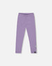Organic Cotton Jersey Leggings Purple Gray With Floral Detail - H20F60_547