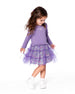 Bi-Material Dress With Muslin And Mesh Skirt Purple Gray - H20F89_547