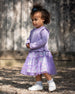 Bi-Material Dress With Muslin And Mesh Skirt Purple Gray - H20F89_547