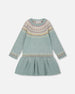 Jacquard Sweater Dress With Ribbed Skirt Jade Green - H20FT86_325
