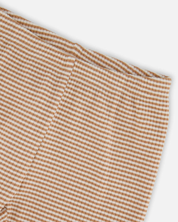 Rib Striped Leggings Beige And Off-White - H20G61_000