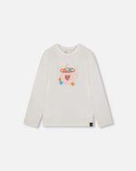 Organic Cotton Long Sleeve T-Shirt Off-White With Hot Chocolate - H20G70_101