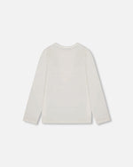 Organic Cotton Long Sleeve T-Shirt Off-White With Hot Chocolate - H20G70_101