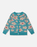 Button Front Knitted Cardigan Turquoise Blue - H20GT31_282