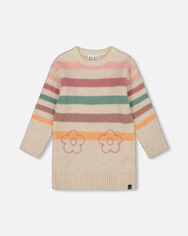 Knitted Tunic Off-White With Stripes - H20GT76_101