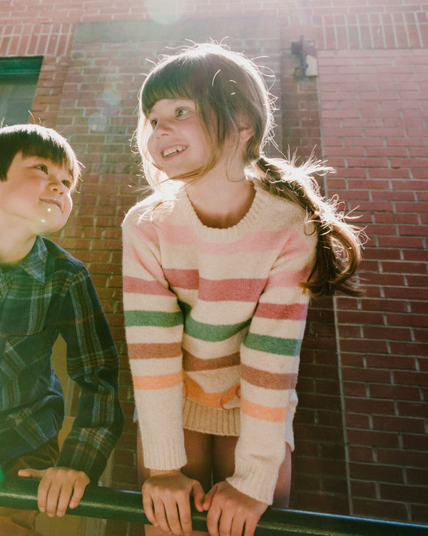 Knitted Tunic Off-White With Stripes - H20GT76_101